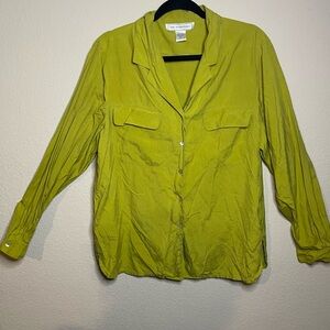 Vintage Silk Essentials 100% Silk Women's Long Sleeve Button Up Blouse | Size XL